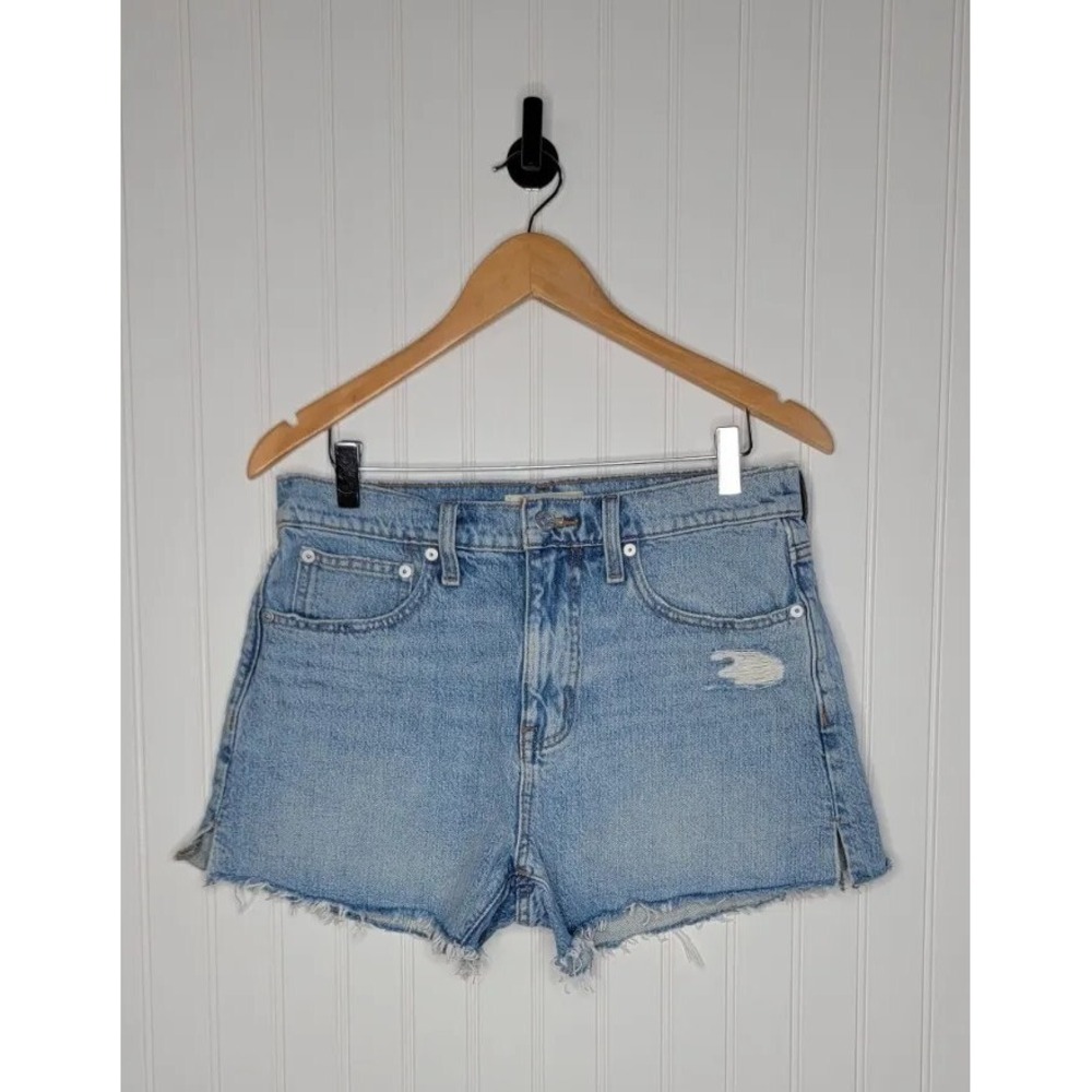 Madewell High Rise Relaxed Denim Shorts Size 26 Distressed Medium Wash